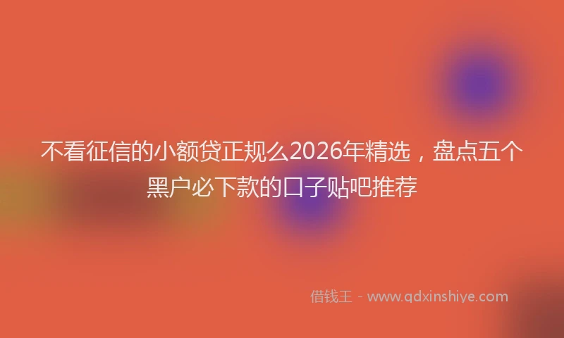 不看征信的小额贷正规么2026年精选，盘点五个黑户必下款的口子贴吧推荐