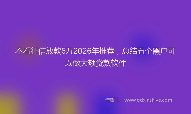 不看征信放款6万2026年推荐，总结五个黑户可以做大额贷款软件