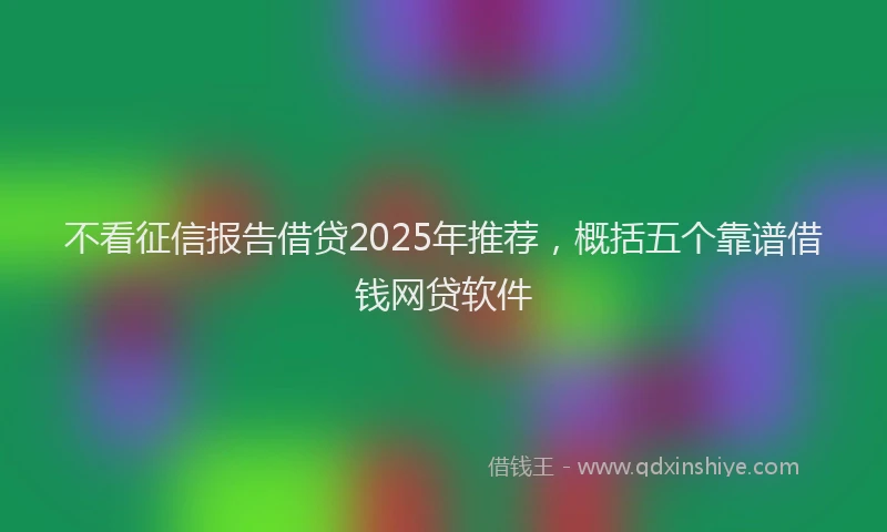 不看征信报告借贷2025年推荐，概括五个靠谱借钱网贷软件