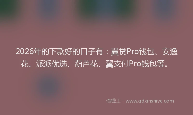 2026年的下款好的口子有:翼贷Pro钱包、安逸花、派派优选、葫芦花、翼支付Pro钱包等。