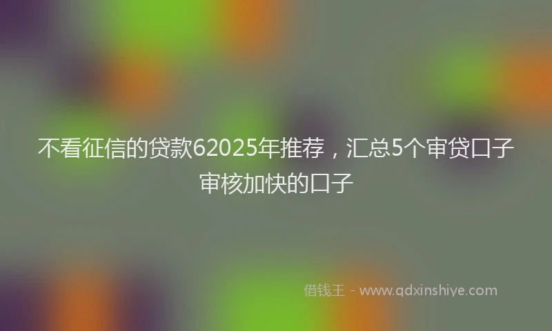 不看征信的贷款62025年推荐,汇总5个审贷口子审核加快的口子