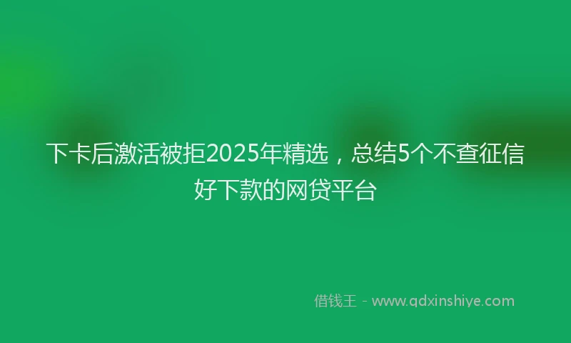 下卡后激活被拒2025年精选，总结5个不查征信好下款的网贷平台