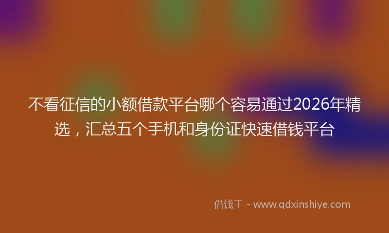 不看征信的小额借款平台哪个容易通过2026年精选，汇总五个手机和身份证快速借钱平台