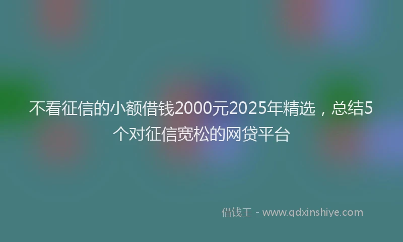 不看征信的小额借钱2000元2025年精选，总结5个对征信宽松的网贷平台
