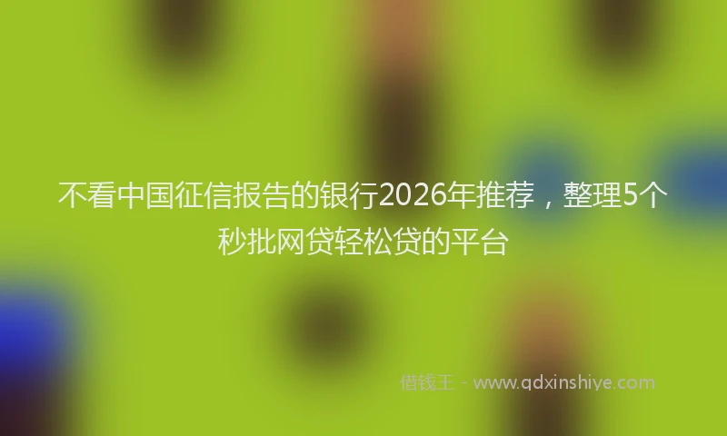 不看中国征信报告的银行2026年推荐，整理5个秒批网贷轻松贷的平台