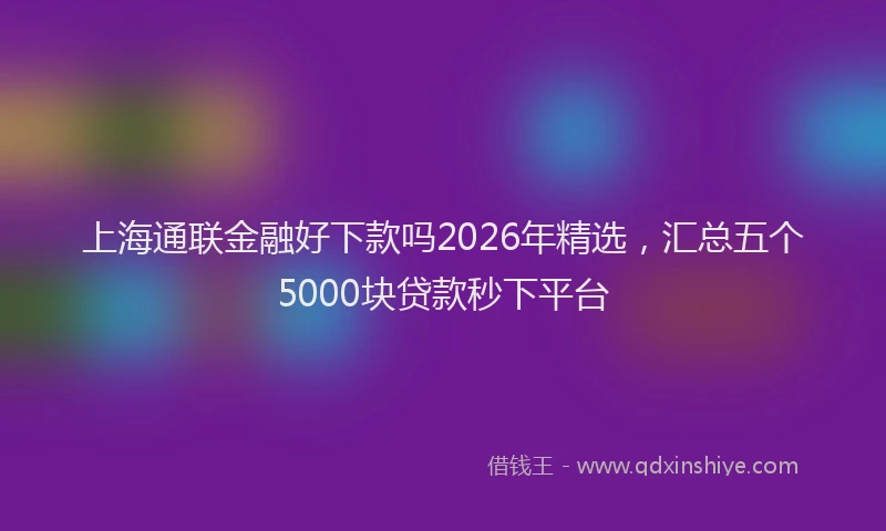 上海通联金融好下款吗2026年精选，汇总五个5000块贷款秒下平台