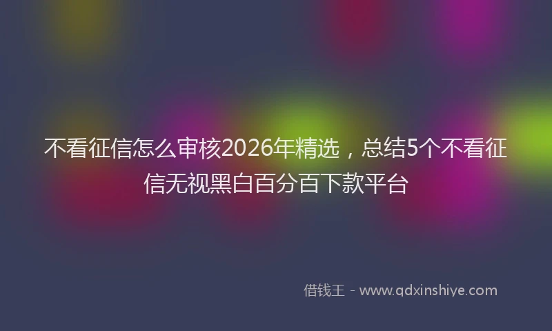 不看征信怎么审核2026年精选，总结5个不看征信无视黑白百分百下款平台