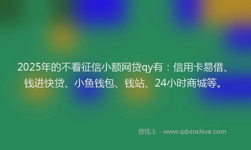 2025年的不看征信小额网贷qy有:信用卡易借、钱进快贷、小鱼钱包、钱站、24小时商城等。