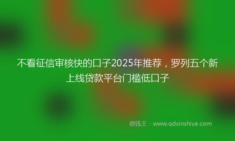不看征信审核快的口子2025年推荐，罗列五个新上线贷款平台门槛低口子