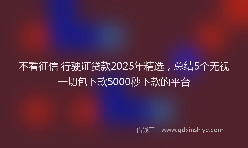 不看征信 行驶证贷款2025年精选，总结5个无视一切包下款5000秒下款的平台