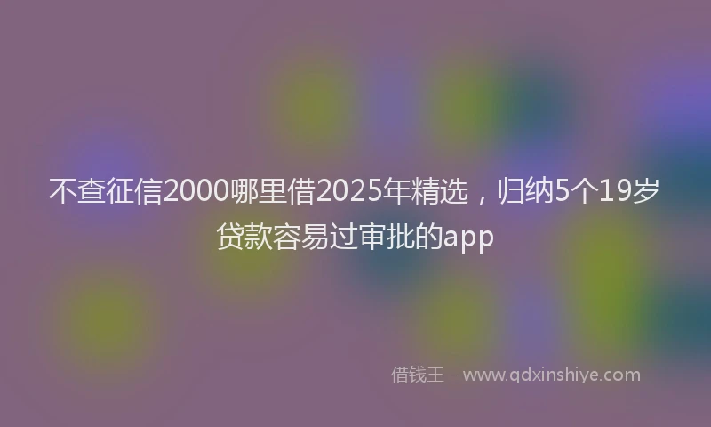 不查征信2000哪里借2025年精选，归纳5个19岁贷款容易过审批的app