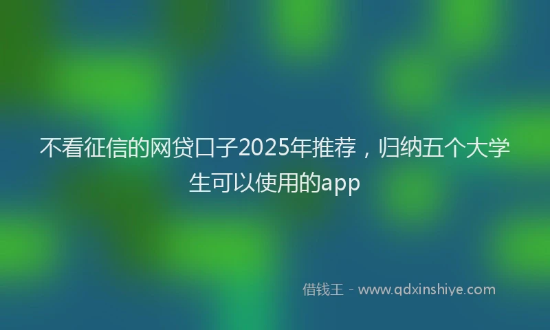 不看征信的网贷口子2025年推荐,归纳五个大学生可以使用的app