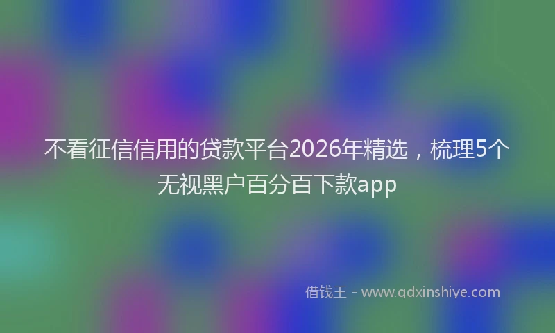 不看征信信用的贷款平台2026年精选，梳理5个无视黑户百分百下款app