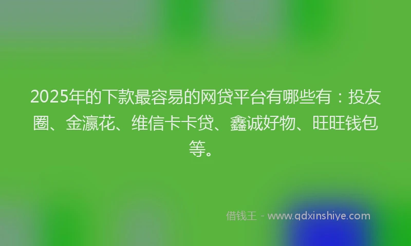 2025年的下款最容易的网贷平台有哪些有：投友圈、金瀛花、维信卡卡贷、鑫诚好物、旺旺钱包等。