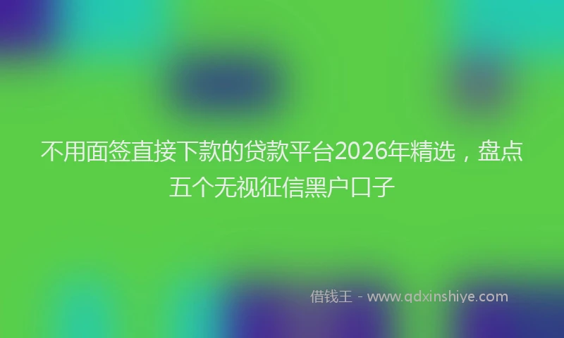 不用面签直接下款的贷款平台2026年精选，盘点五个无视征信黑户口子