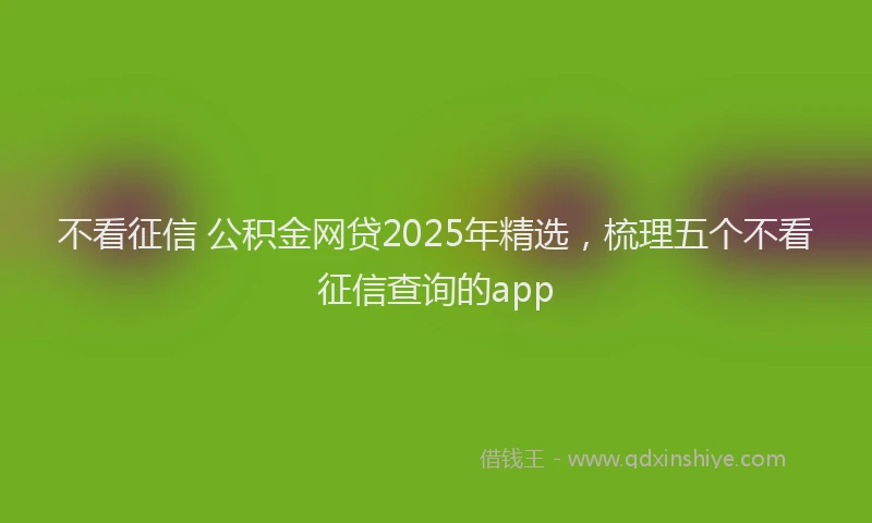 不看征信 公积金网贷2025年精选，梳理五个不看征信查询的app