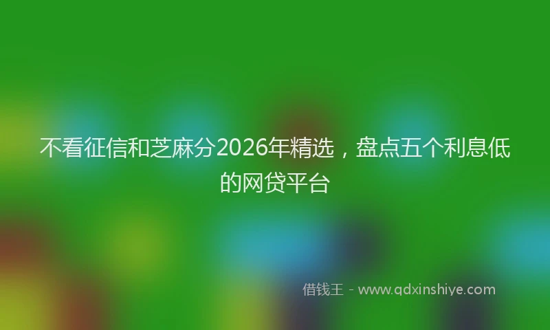不看征信和芝麻分2026年精选,盘点五个利息低的网贷平台