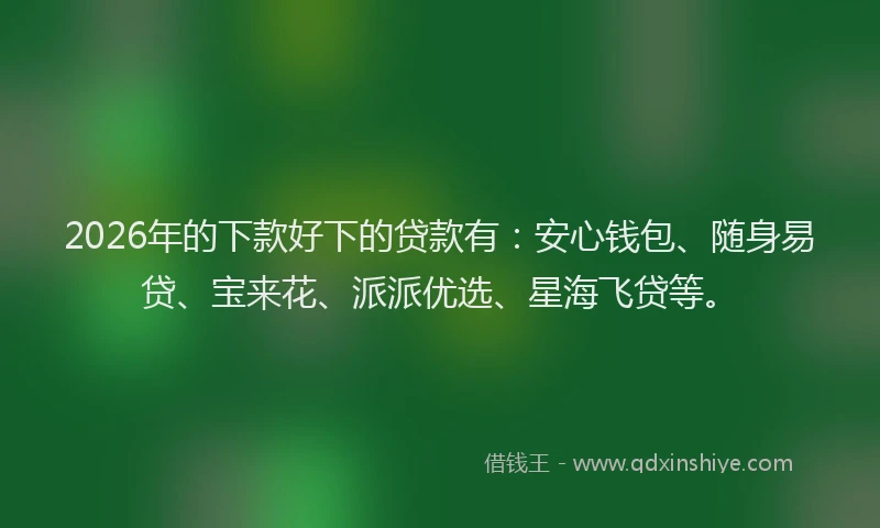 2026年的下款好下的贷款有:安心钱包、随身易贷、宝来花、派派优选、星海飞贷等。