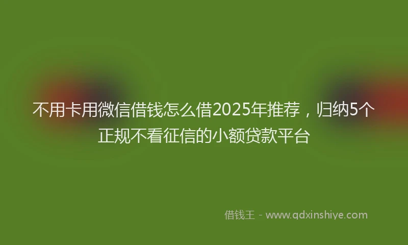 不用卡用微信借钱怎么借2025年推荐，归纳5个正规不看征信的小额贷款平台
