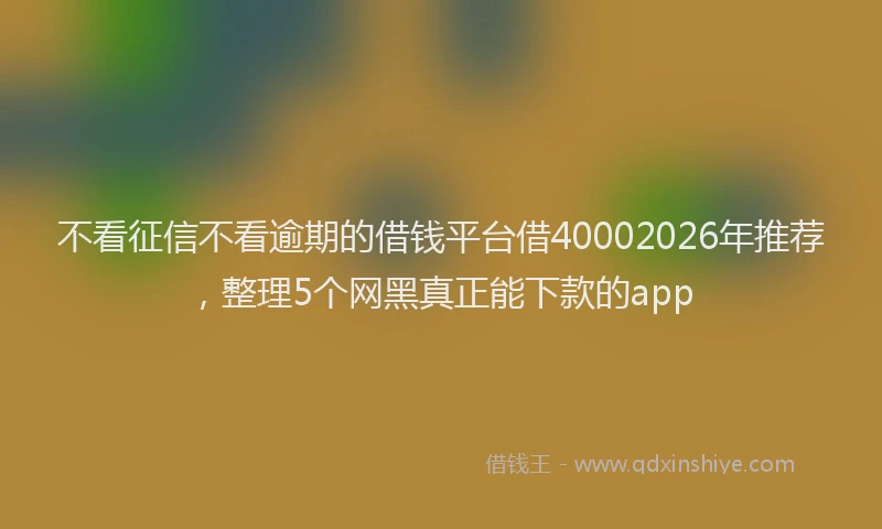 不看征信不看逾期的借钱平台借40002026年推荐,整理5个网黑真正能下款的app