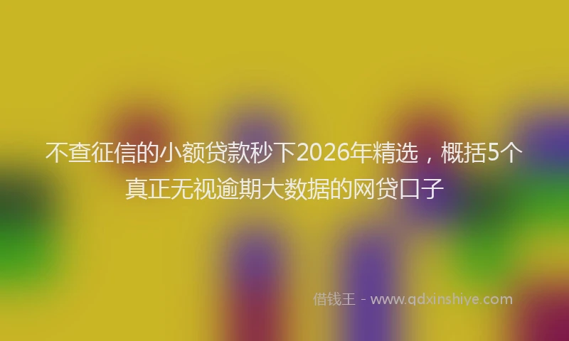 不查征信的小额贷款秒下2026年精选，概括5个真正无视逾期大数据的网贷口子