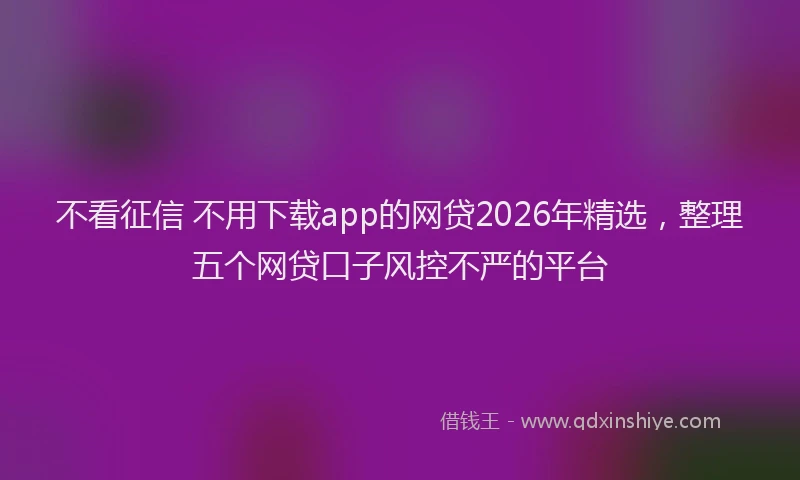 不看征信 不用下载app的网贷2026年精选,整理五个网贷口子风控不严的平台