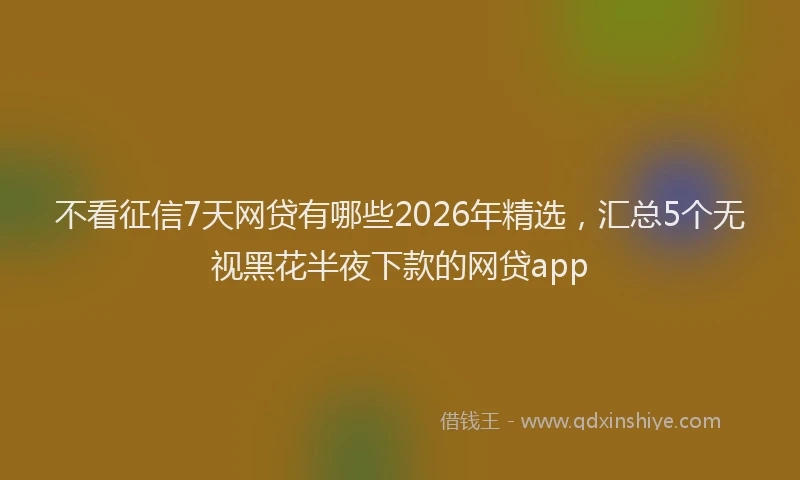 不看征信7天网贷有哪些2026年精选,汇总5个无视黑花半夜下款的网贷app