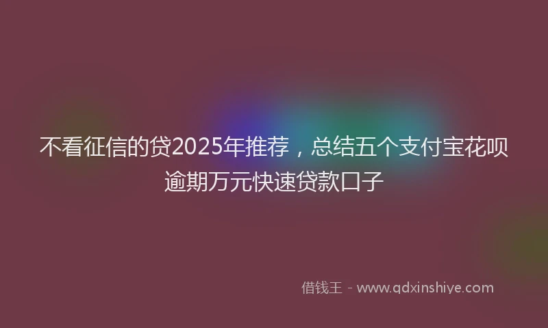 不看征信的贷2025年推荐,总结五个支付宝花呗逾期万元快速贷款口子