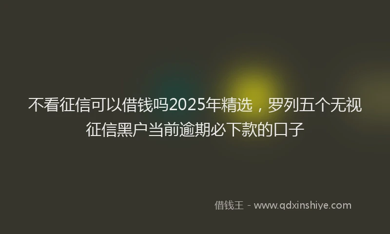 不看征信可以借钱吗2025年精选，罗列五个无视征信黑户当前逾期必下款的口子