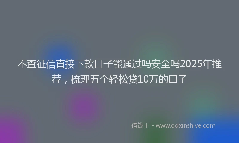 不查征信直接下款口子能通过吗安全吗2025年推荐,梳理五个轻松贷10万的口子