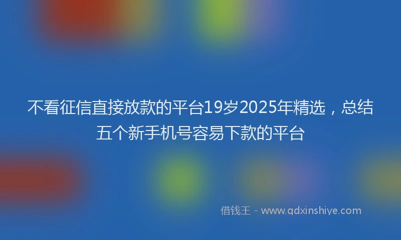 不看征信直接放款的平台19岁2025年精选，总结五个新手机号容易下款的平台