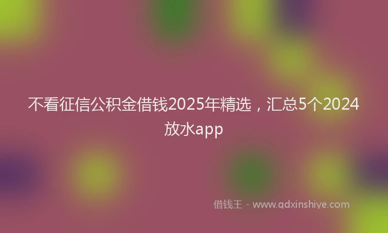 不看征信公积金借钱2025年精选，汇总5个2024放水app