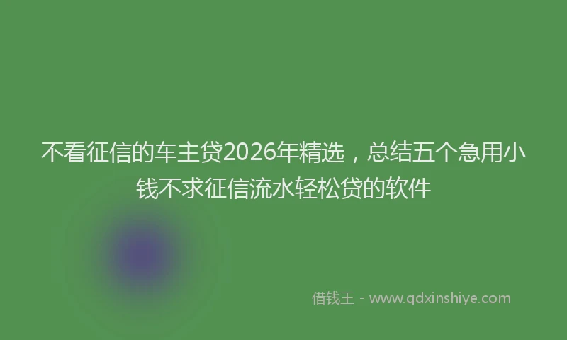 不看征信的车主贷2026年精选，总结五个急用小钱不求征信流水轻松贷的软件