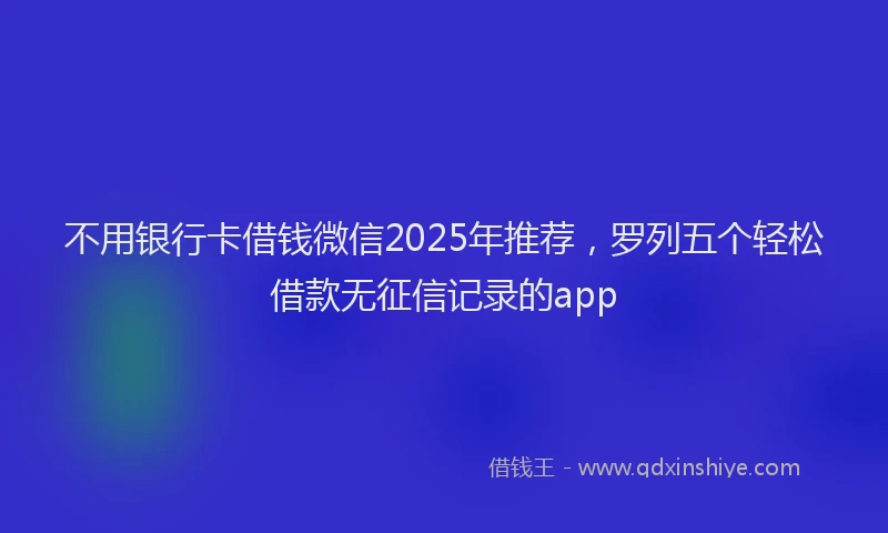 不用银行卡借钱微信2025年推荐，罗列五个轻松借款无征信记录的app