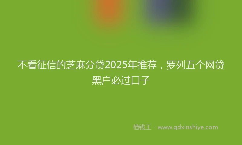不看征信的芝麻分贷2025年推荐，罗列五个网贷黑户必过口子