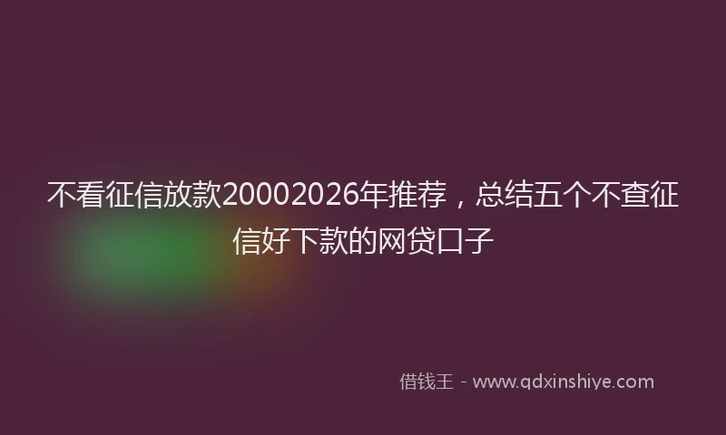 不看征信放款20002026年推荐，总结五个不查征信好下款的网贷口子