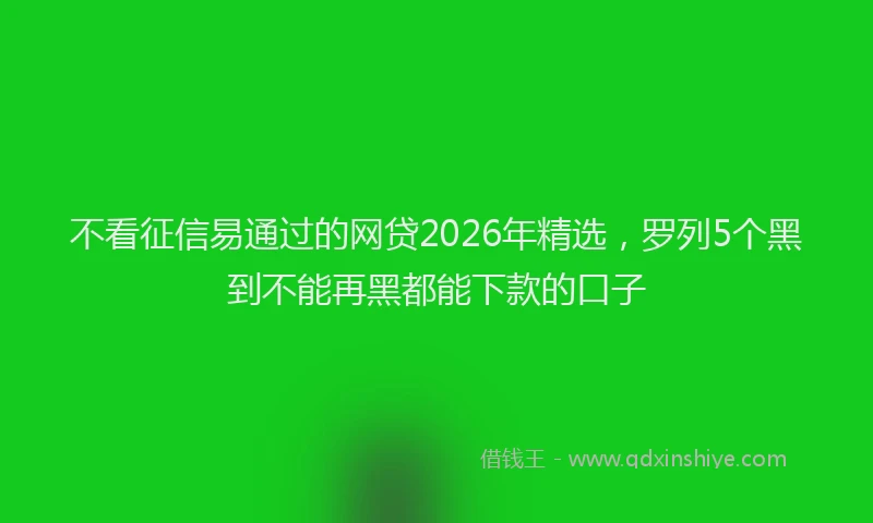 不看征信易通过的网贷2026年精选，罗列5个黑到不能再黑都能下款的口子