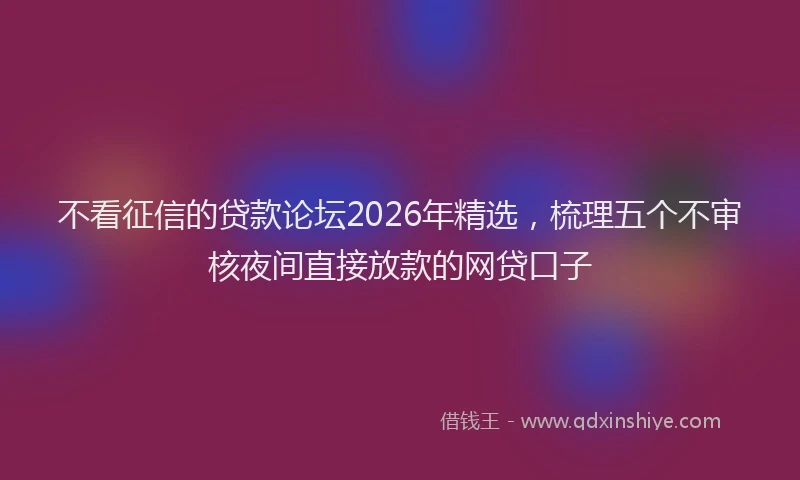 不看征信的贷款论坛2026年精选，梳理五个不审核夜间直接放款的网贷口子