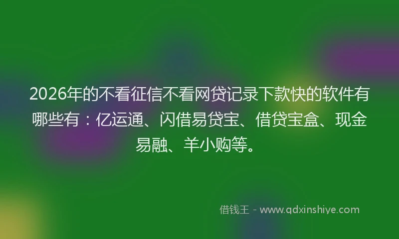 2026年的不看征信不看网贷记录下款快的软件有哪些有：亿运通、闪借易贷宝、借贷宝盒、现金易融、羊小购等。