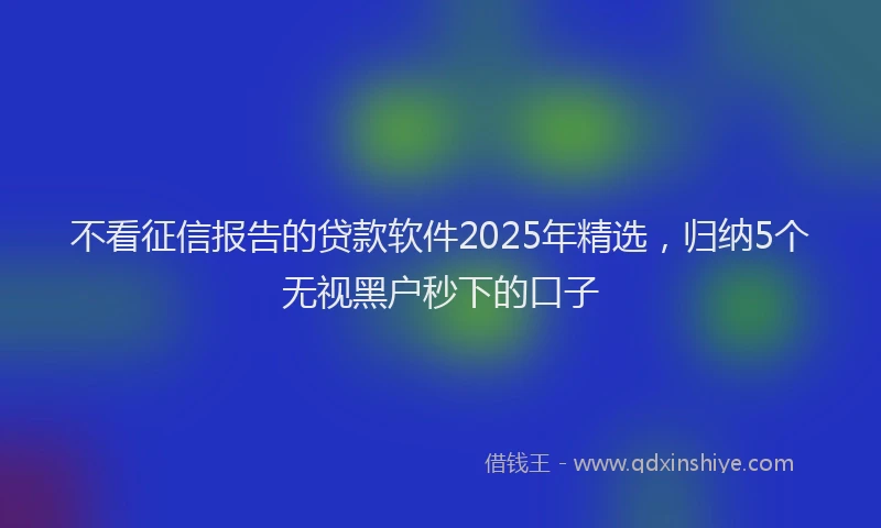 不看征信报告的贷款软件2025年精选,归纳5个无视黑户秒下的口子
