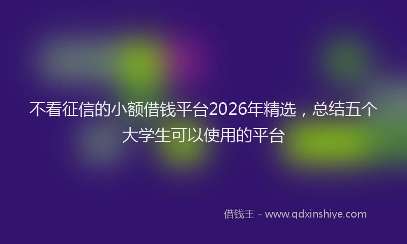 不看征信的小额借钱平台2026年精选，总结五个大学生可以使用的平台
