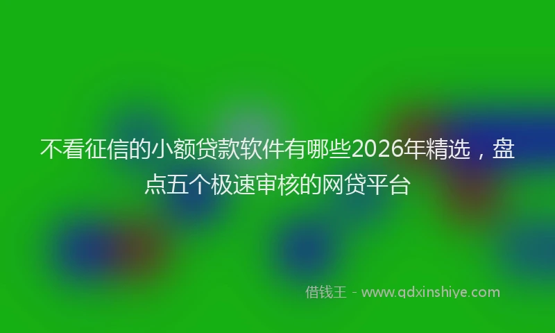 不看征信的小额贷款软件有哪些2026年精选,盘点五个极速审核的网贷平台