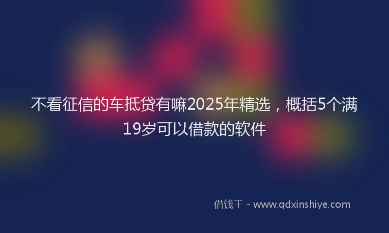 不看征信的车抵贷有嘛2025年精选，概括5个满19岁可以借款的软件