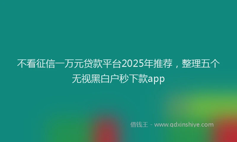 不看征信一万元贷款平台2025年推荐,整理五个无视黑白户秒下款app