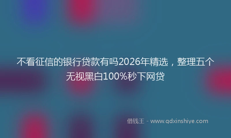 不看征信的银行贷款有吗2026年精选，整理五个无视黑白100%秒下网贷