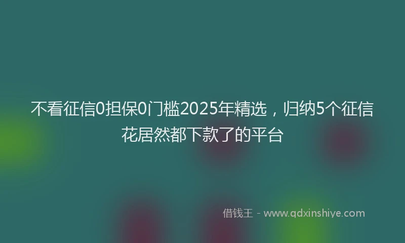 不看征信0担保0门槛2025年精选，归纳5个征信花居然都下款了的平台