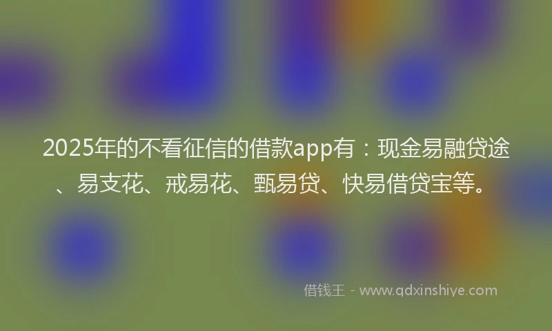 2025年的不看征信的借款app有：现金易融贷途、易支花、戒易花、甄易贷、快易借贷宝等。