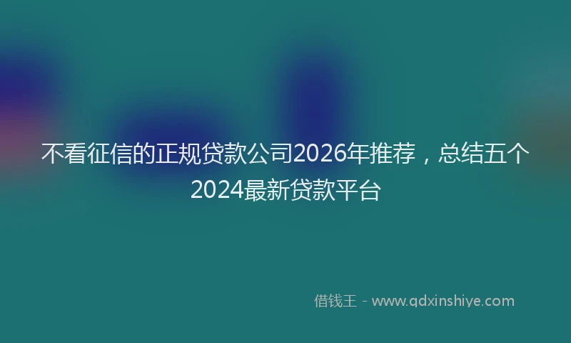 不看征信的正规贷款公司2026年推荐，总结五个2024最新贷款平台