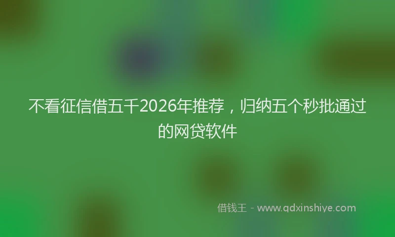 不看征信借五千2026年推荐，归纳五个秒批通过的网贷软件