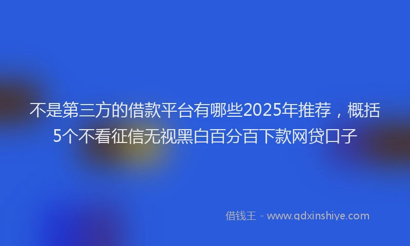 不是第三方的借款平台有哪些2025年推荐，概括5个不看征信无视黑白百分百下款网贷口子